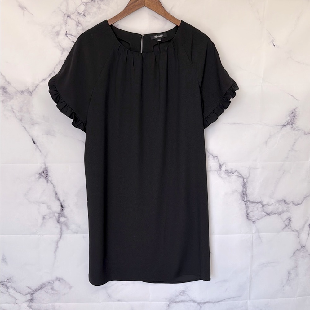 Madewell Black Mini Dress with Ruffle Short Sleeves